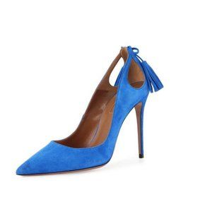 Aquazzura Forever Marilyn Cutout Suede Tassel Pump